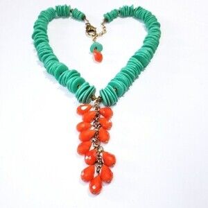 Orange and teal stone statement necklace